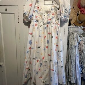 Abercrombie & Fitch Emerson Midi Dress with Multicolor Print